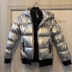 Appaman Girls Metallic Silver Puffer Jacket with Hood